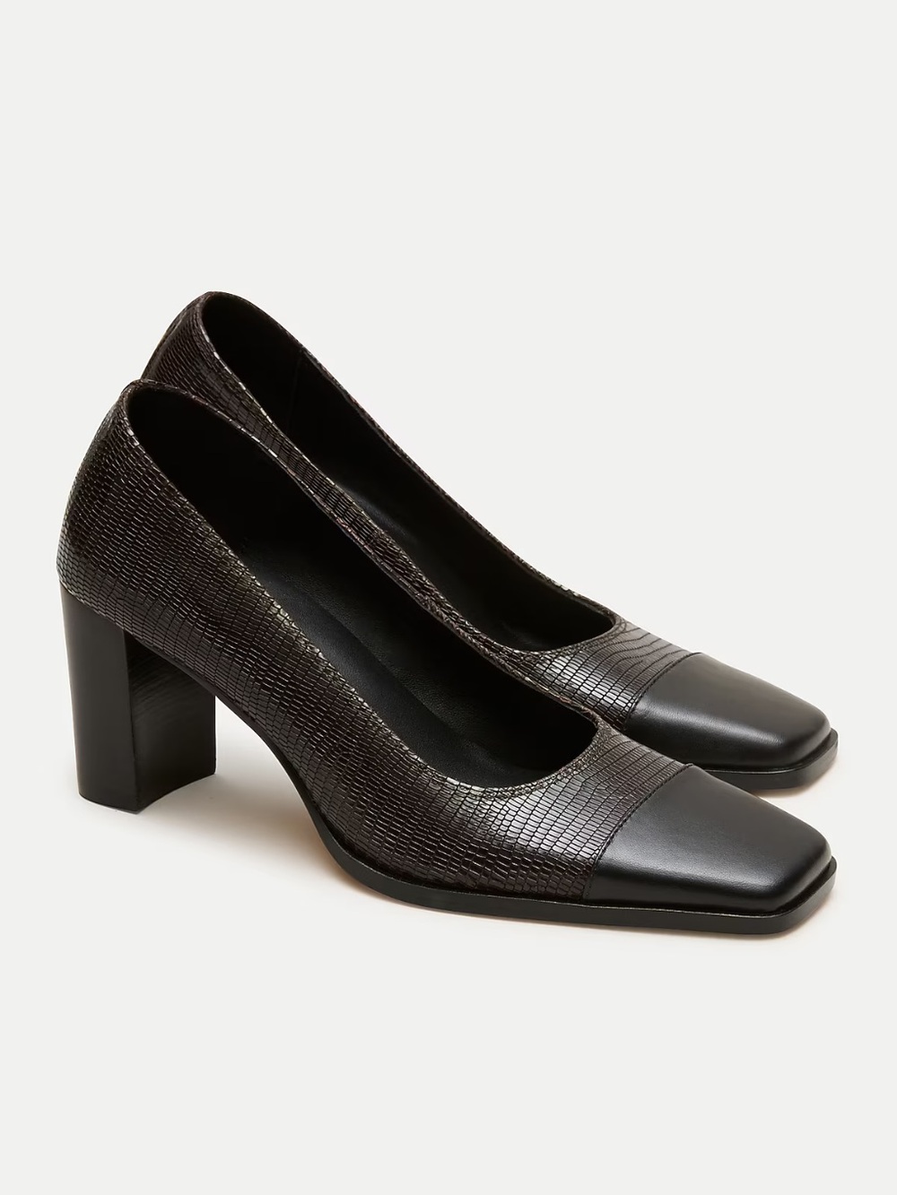 J. Crew Brown Textured Square-Toe Low Heel Pumps